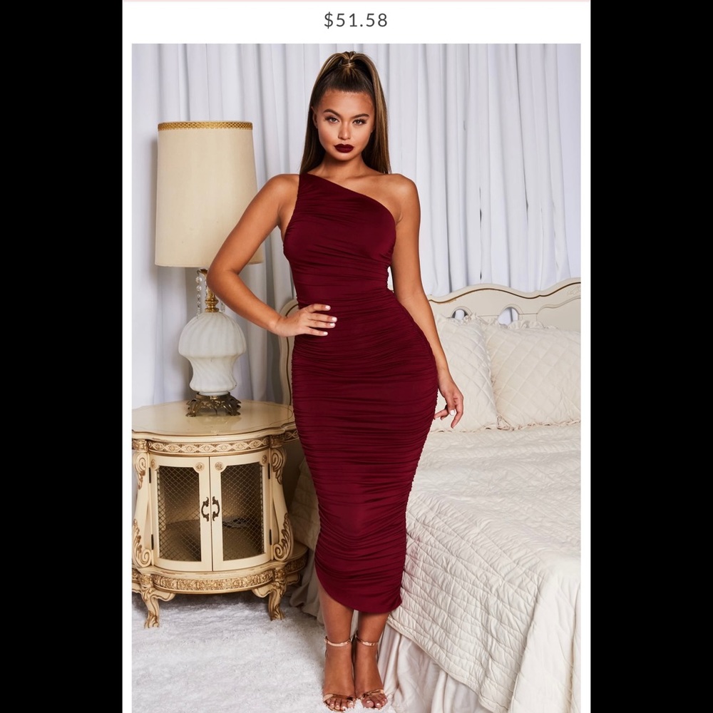 Dark Red Asymmetric Dress